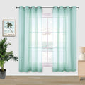 KOUFALL Aqua Green Sheer Curtains 63 Inch Length 2 Panels Rod Pocket Window Drapes Ocean Coastal Beach Summer Decor Mint Seafoam
