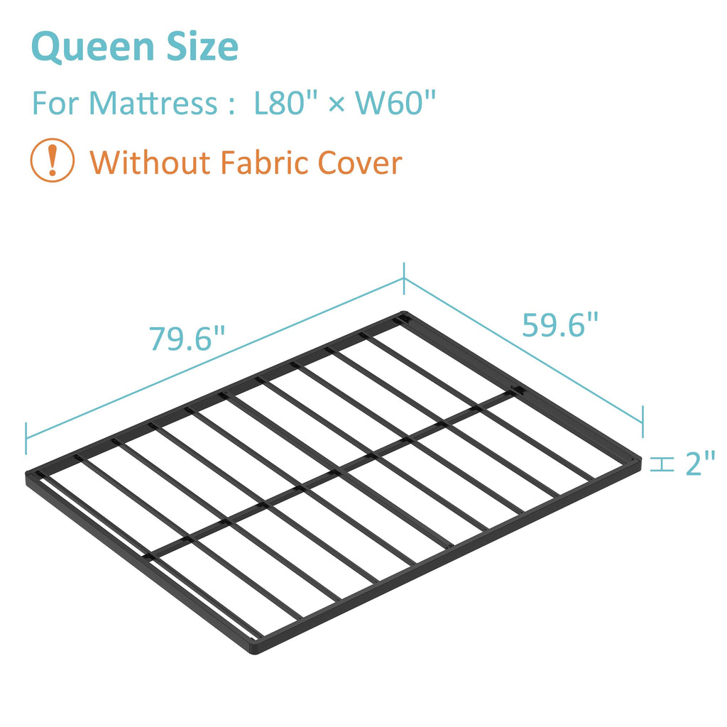 Upcanso Box Spring For Queen Bed Bed Base 2 Inch, Low Profile Metal Queen Box Spring Bunkie Board 2 Inch, 3000 Lbs Max Weight Capacity Mattress Foundation, Noise-Free, Easy Assembly
