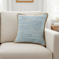 20 Inch Blue And White Beach Striped Cotton Blend Throw Pillow Cover