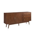 Walker Edison Mid-Century Modern Wood Kitchen Buffet Sideboard Entryway Serving Storage Cabinet Doors-Dining Room Console, 70 In