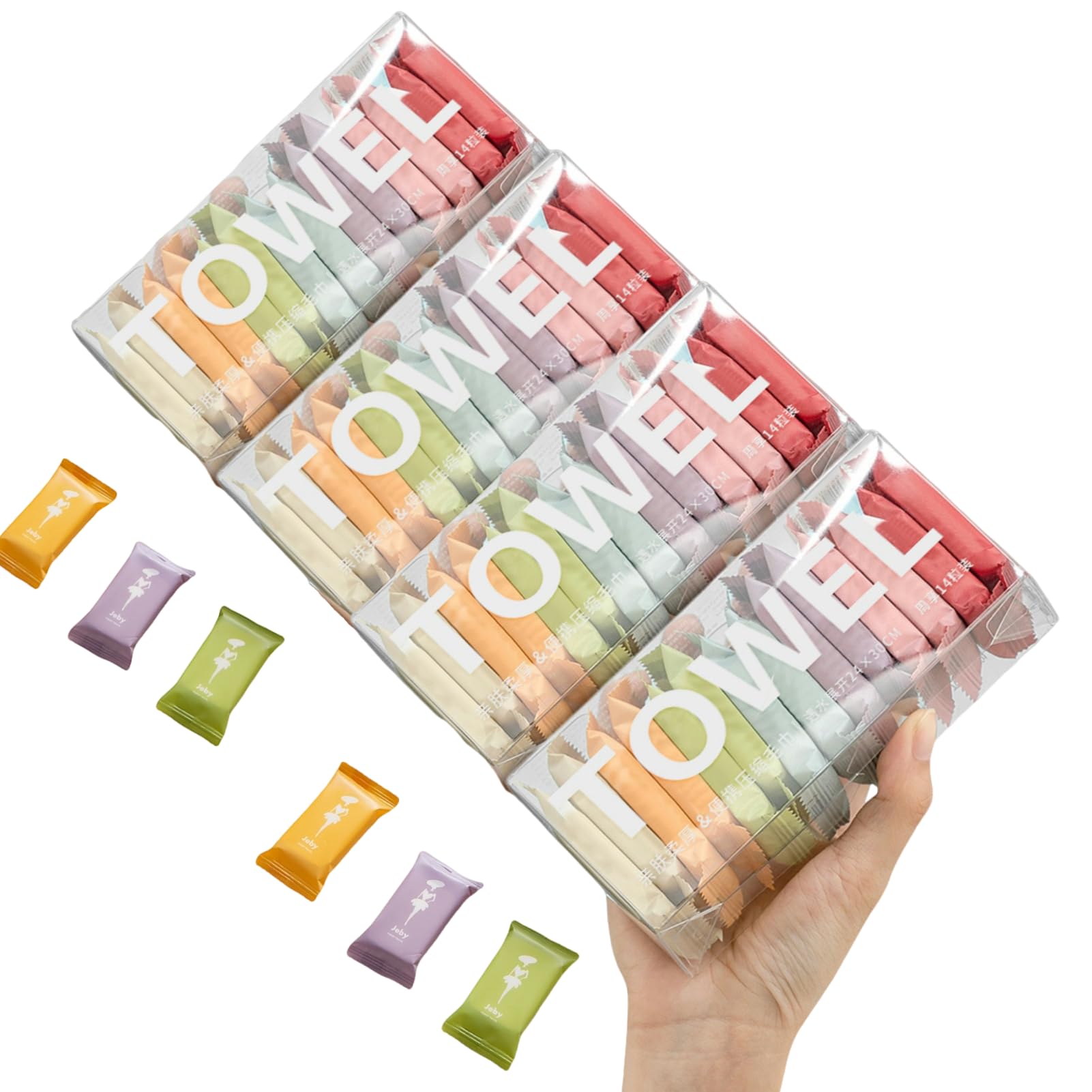 Dzronda Disposable Compressed Towels, Portable Compressed Towel Tablets, 56Pcs Travel Wash Cloth, Thicker Super Absorbent Wash C