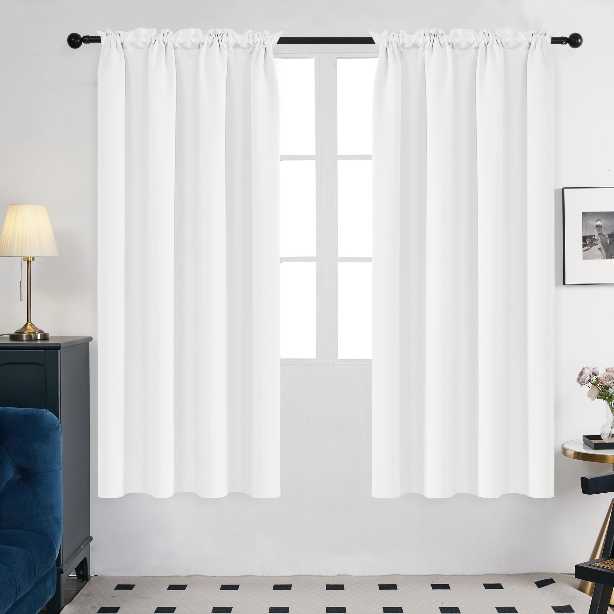 Deconovo Blackout Curtains For Bedroom–Thermal Insulated, Noise-Reducing, Energy-Efficient Drapes For Privacy & Soundproofing–Ideal For Parents, Seniors–38W X 72L Inch, Pure White, 2 Panels