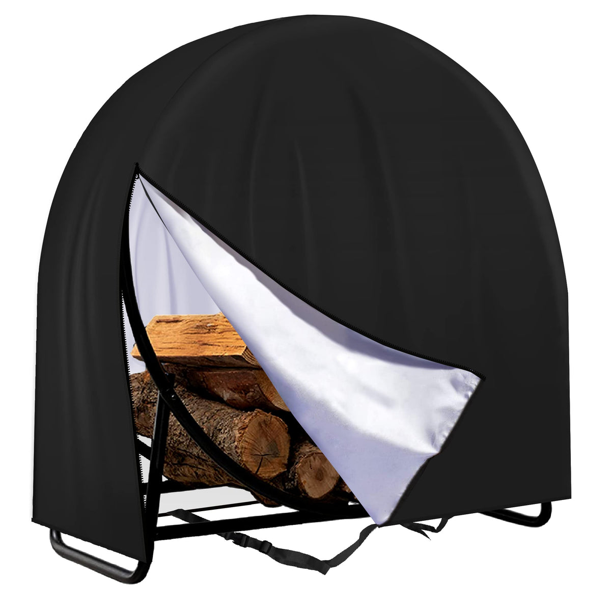 Ic Iclover Firewood Log Hoop Cover, 40 Inch Outdoor Heavy Duty 420D Oxford Waterproof And Weather Resistant Patio Log Rack Cover