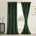 DWCN Olive Green Velvet Curtains 84 inches - Tieable Elegant Sunlight Blocking Curtains for Living Room Thermal Insulated Noise 