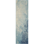 Nourison Passion Navy/Light Blue 2'2'' x 10' Area-Rug, Modern, Abstract, Easy-Cleaning, Non Shedding, Bed Room, Living Room, Din