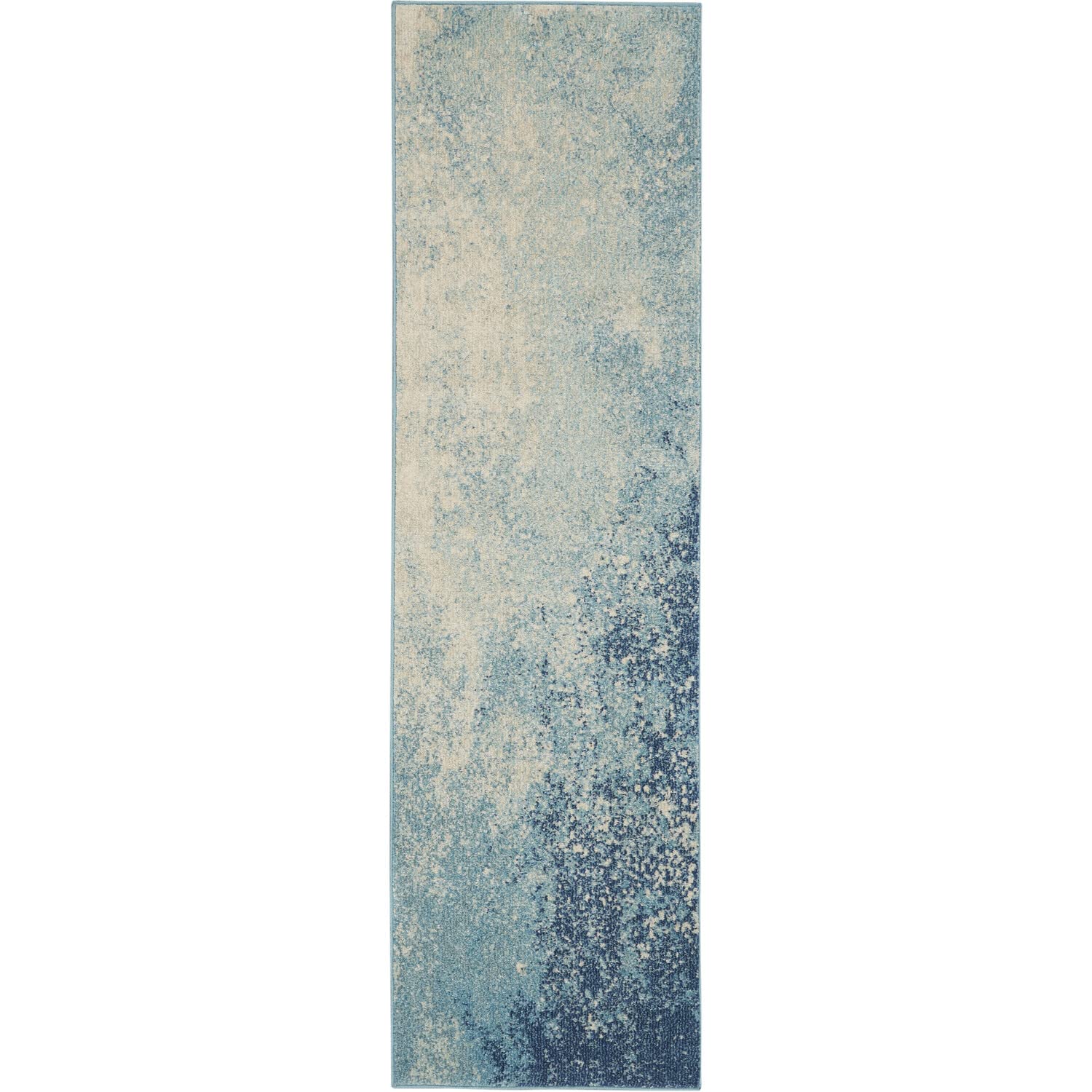 Nourison Passion Navy/Light Blue 2'2'' x 10' Area-Rug, Modern, Abstract, Easy-Cleaning, Non Shedding, Bed Room, Living Room, Din