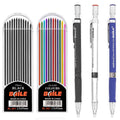3 Pieces 2.0 Mm 2B Mechanical Pencil,Automatic Pencils With 2 Cases Lead Refills, Color And Black Refills For Draft Drawing, Car