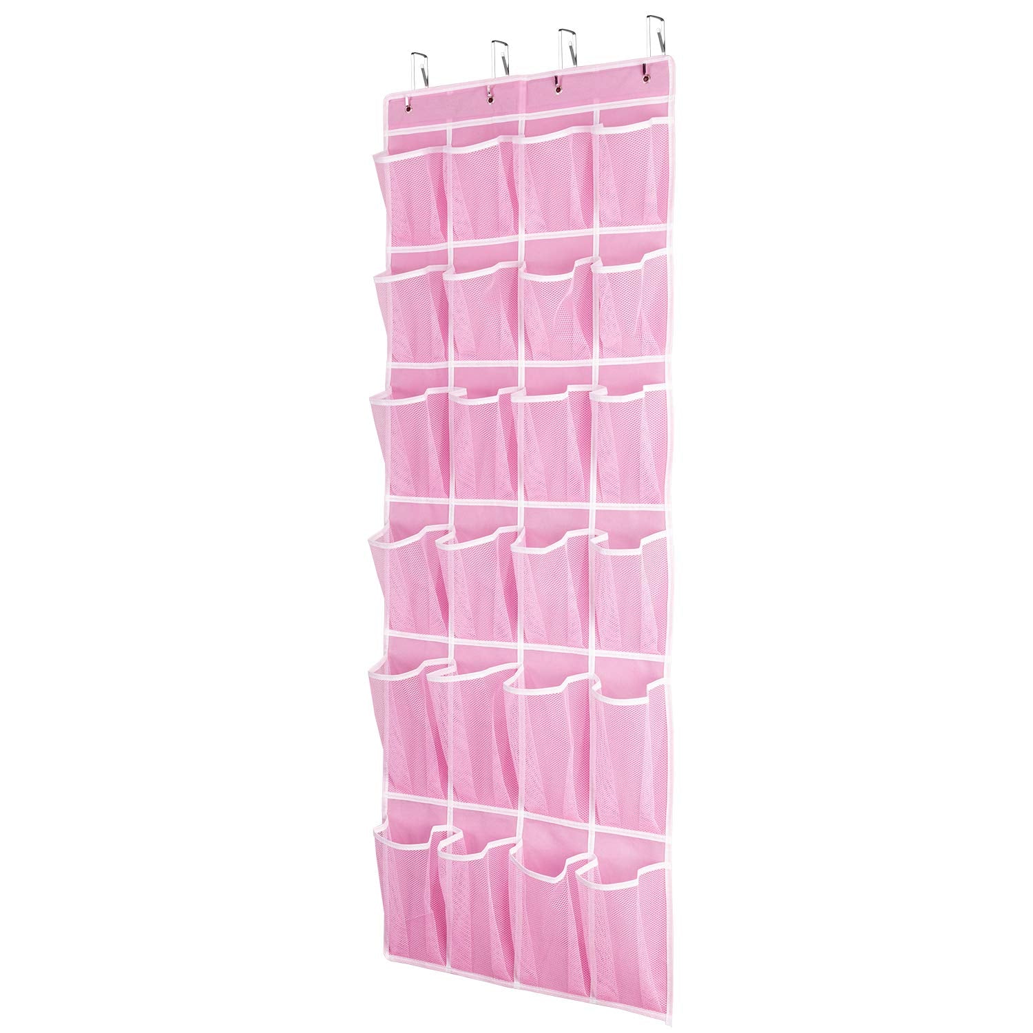 SAVERHO Hanging Shoe Organizer, Over The Door Shoe Organizer with 24 Breathable Mesh Pockets for Men Women Kids Hanging Shoe Sto