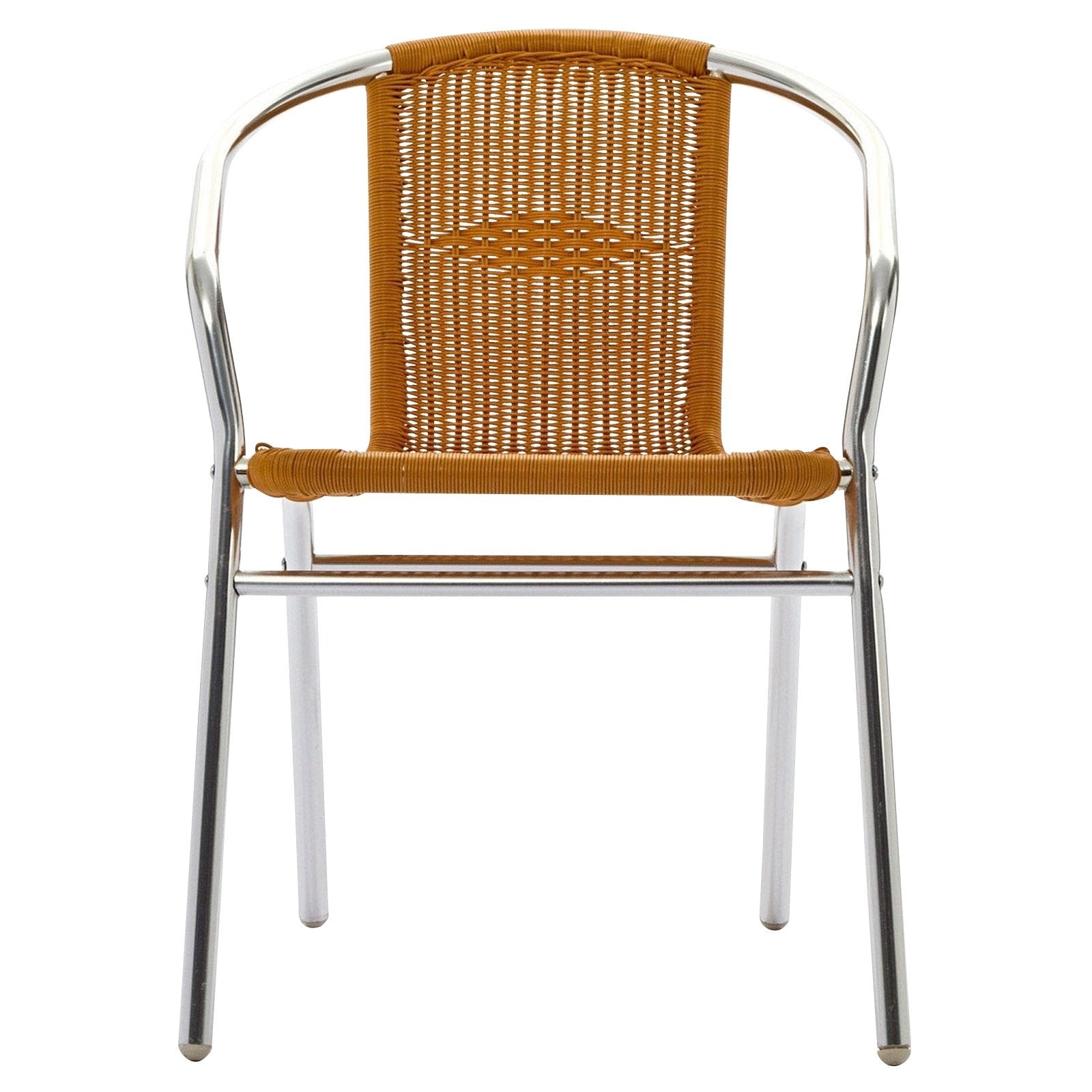 Modway Bistro Chromed Rattan Cafe Chair, Two Cafe Chairs