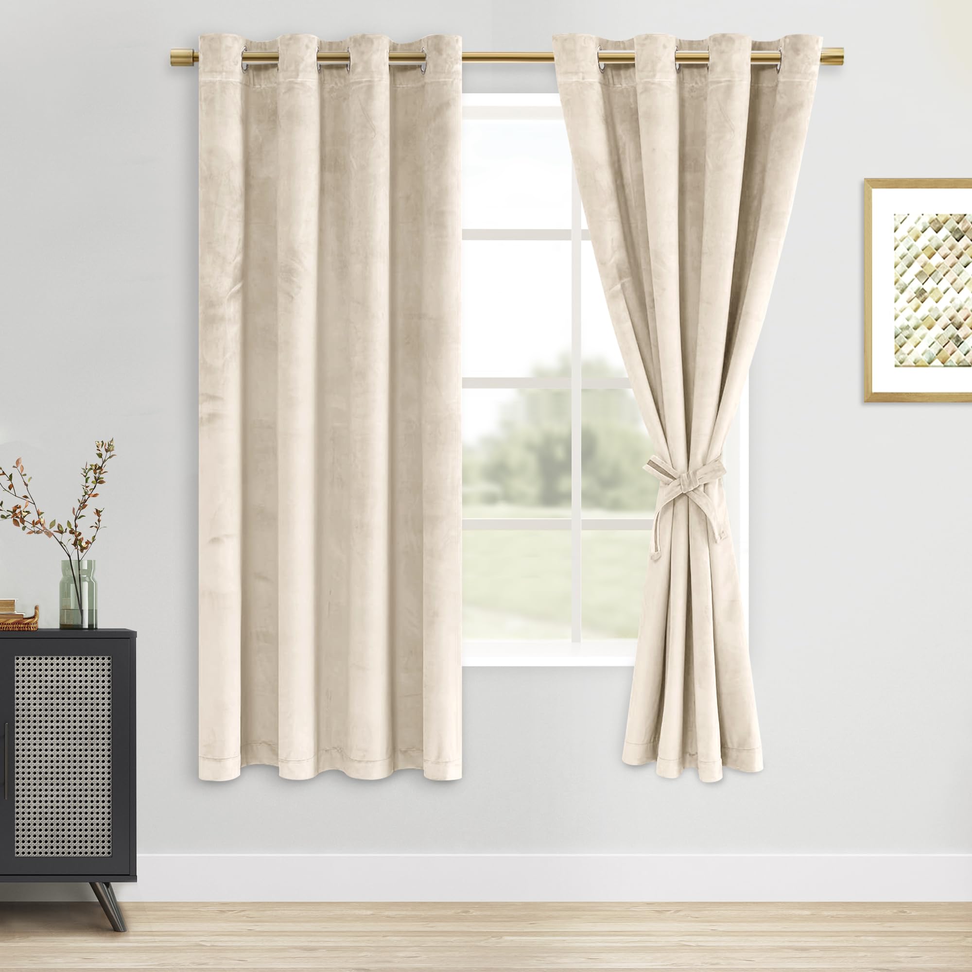 Dwcn Velvet Curtains - Elegant Thermal Insulated Room Darkening Window Drapes For Bedroom, Living Room, Tieable Solid Grommet Cu