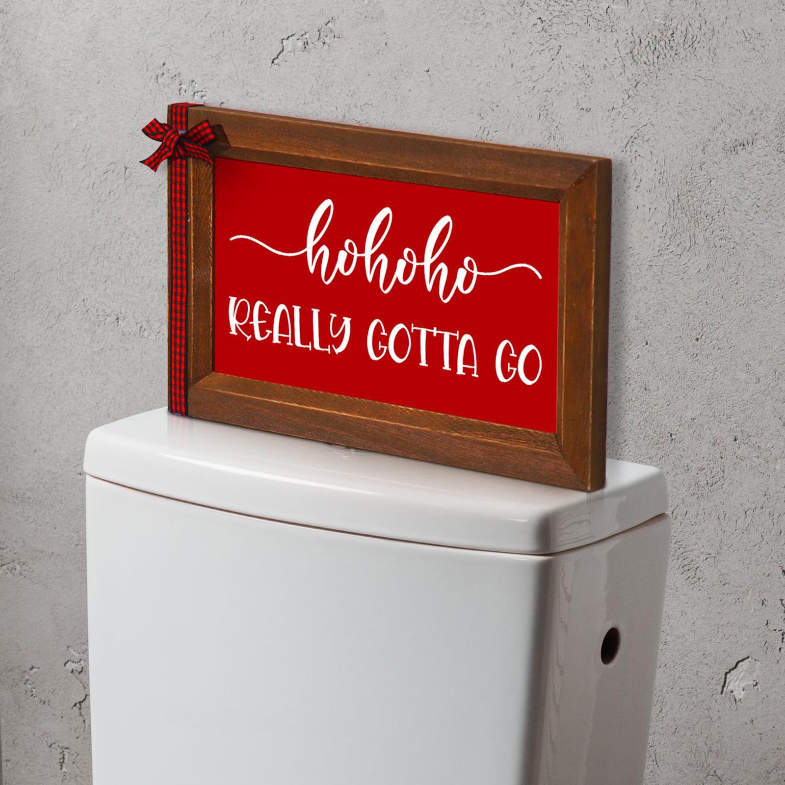 Kigley Christmas Ho Ho Ho Decoration Wood Bathroom Sign Wall Art Winter Christmas Bathroom Wood Sign Rustic Plaque Bathroom Deco