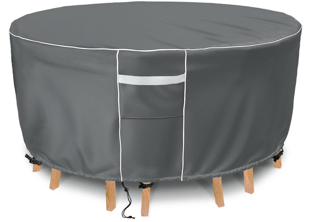 Patio Furniture Covers, Round Outdoor Furniture Cover Waterproof, 500D Heavy Duty, 62' Dia X 28' H Round Patio Table Cover, Ou