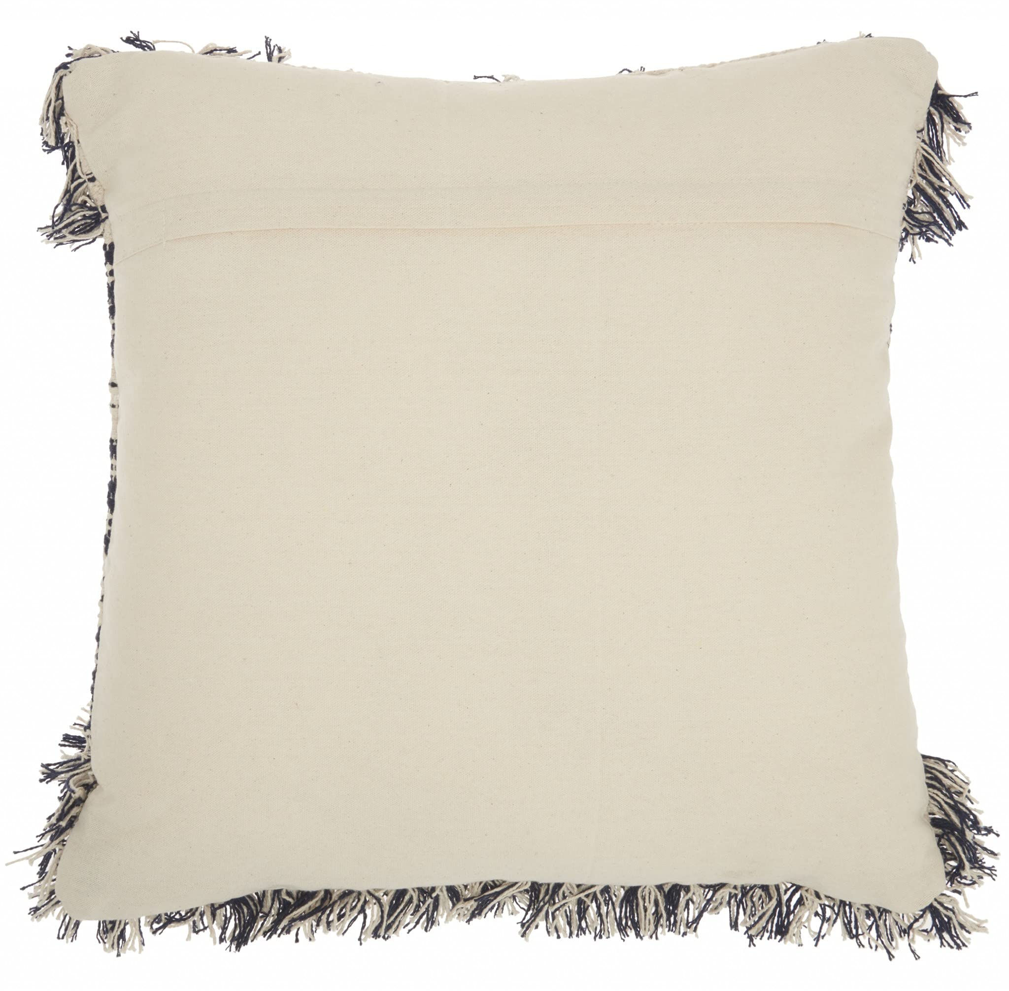 HomeRoots 100% Cotton Navy and Ivory Textured Throw Pillow