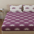 Huesland By Ahmedabad Cotton 144 Tc Cotton Bedsheet For Double Bed With 2 Pillow Covers | Sunrise | Grape Purple & White