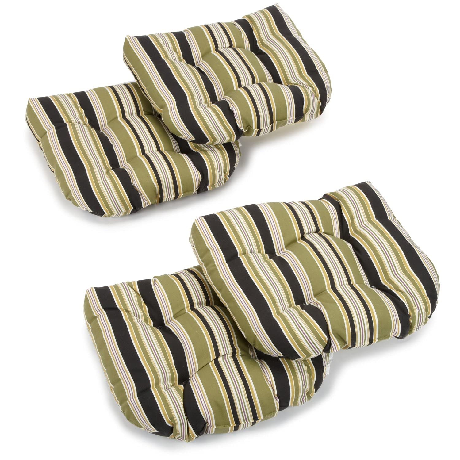 Blazing Needles Outdoor Spun Poly 19-Inch by 19-Inch by 5-Inch All Weather UV Resistant U-Shaped Cushions, Skyworks Caribbean, S