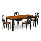 East West Furniture QUKE5-BCH-LC 5 Piece Dinette Set for 4 Includes a Rectangle Dining Room Table with Butterfly Leaf and 4 Faux Leather Kitchen Dining Chairs, 40x78 Inch, Black & Cherry