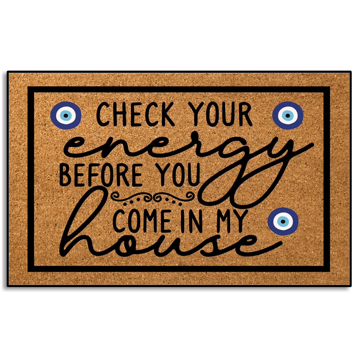 Wulidrom Check Your Energy Before You Come In My House Indoor Front Door Mat For Shoes By Door, Door Mats Outdoor Funny Door Mat