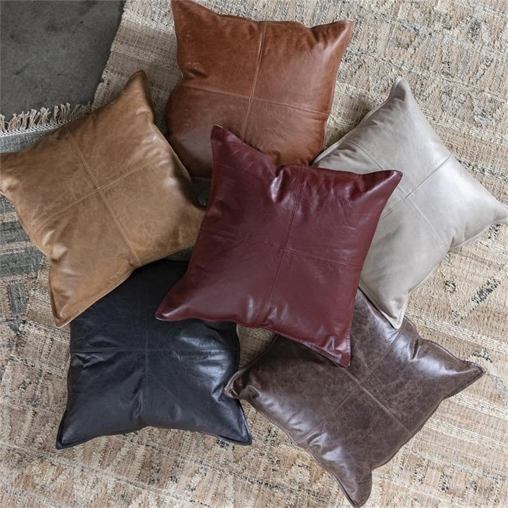 Kosas Home Cheyenne 22X22 Authentic Leather Throw Pillow In Black