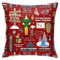 Kiila Buddy The Elf Collage Red Background Home Decorative Throw Pillow Cases Sofa Couch Cushion Throw Pillow Covers 18X18 Inch