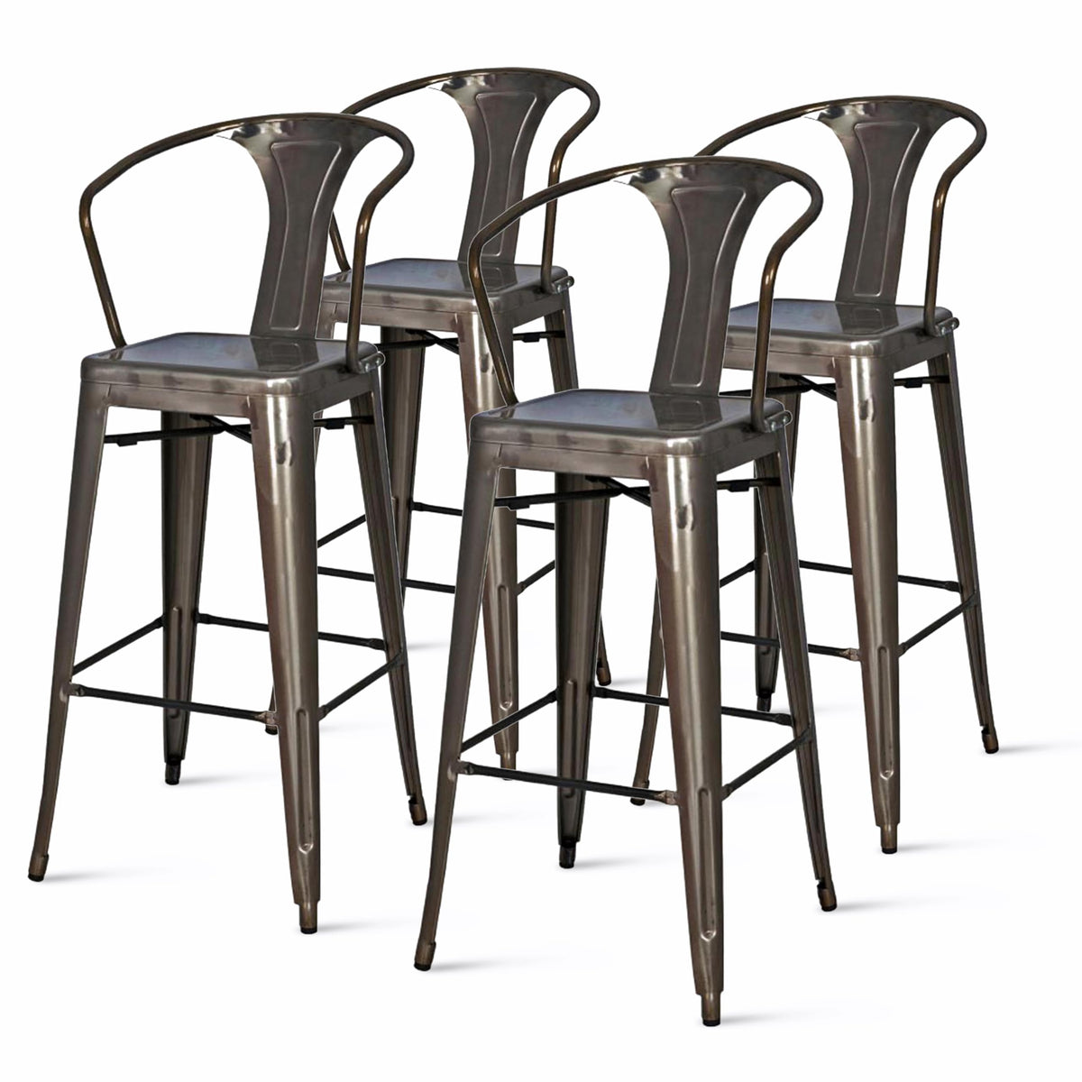 New Pacific Direct Metropolis Metal Bar Stool 30&quot;,Gunmetal Gray,Set Of 4