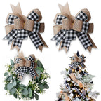 Hongsome Buffalo Plaid Burlap Bows for Wreath 2 Pack,12   x9.4   Large Rustic Farmhouse Decor Tree Topper Check Bow Decorations 