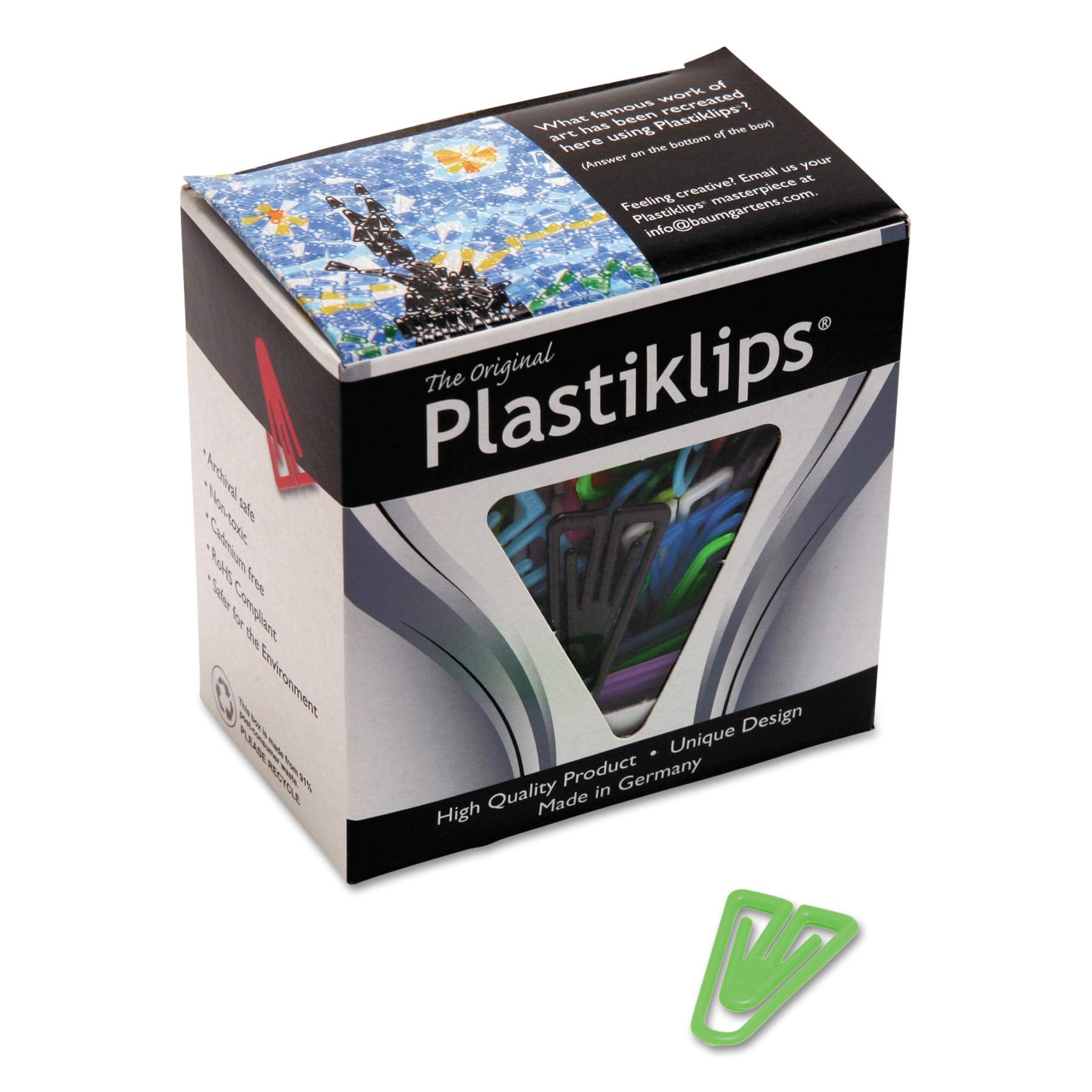 Wholesale Case Of 20 - Baumgartens Plastiklips-Plastic Paper Clips, Medium, 500/Bx, Assorted