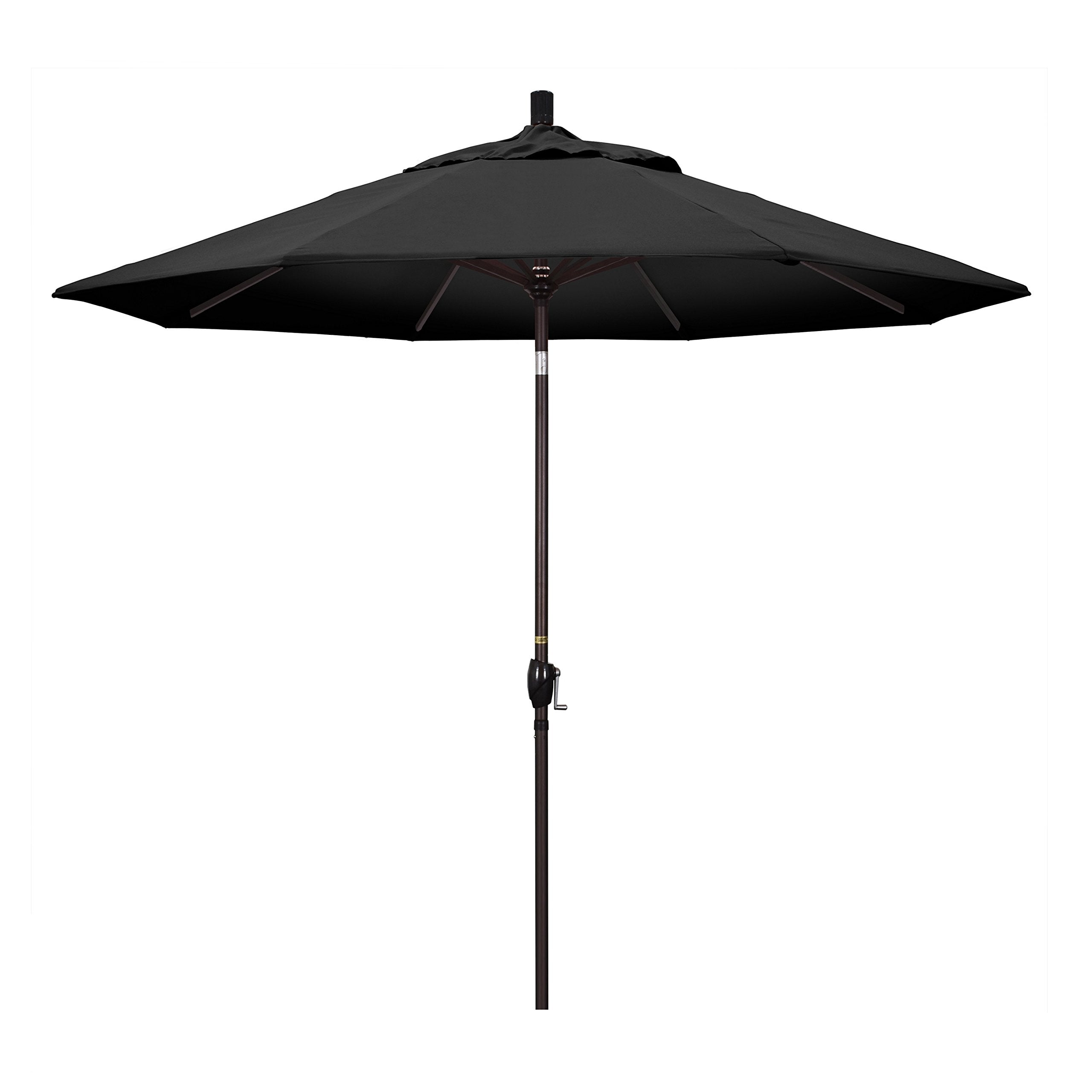 California Umbrella Gspt908117-F32 9' Round Aluminum Market, Crank Lift, Push Button Tilt, Bronze Pole, Black Olefin Patio Umbre