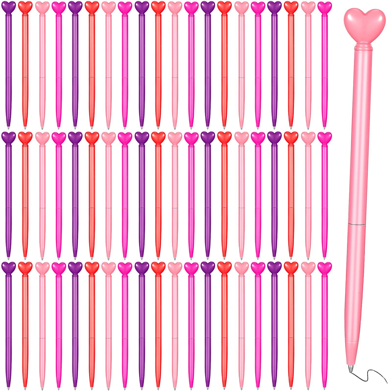 100 Pcs Valentine'S Day Heart Shaped Ballpoint Pens Retractable Metal Ballpoint Pen With Black Ink Party Favor For Office School