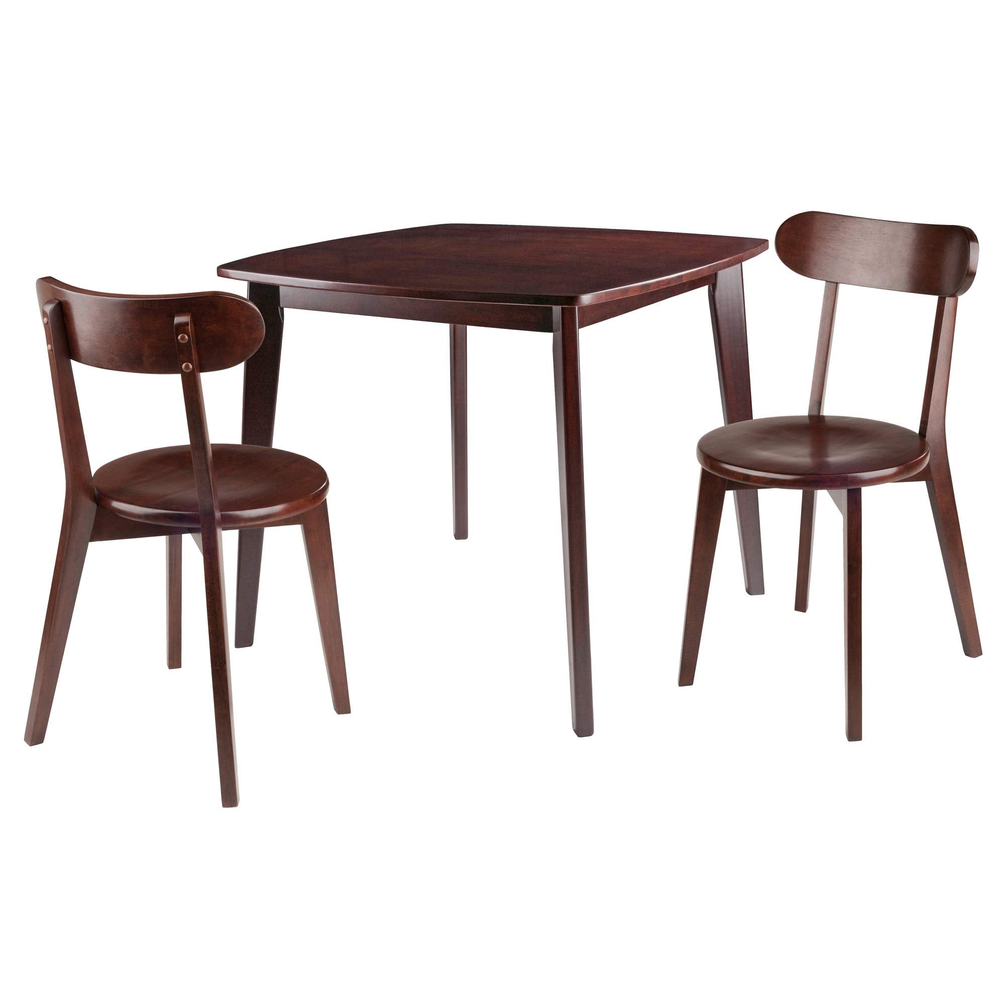 Winsome Wood Pauline 3-Pc Set Table with Chairs, Walnut Finish