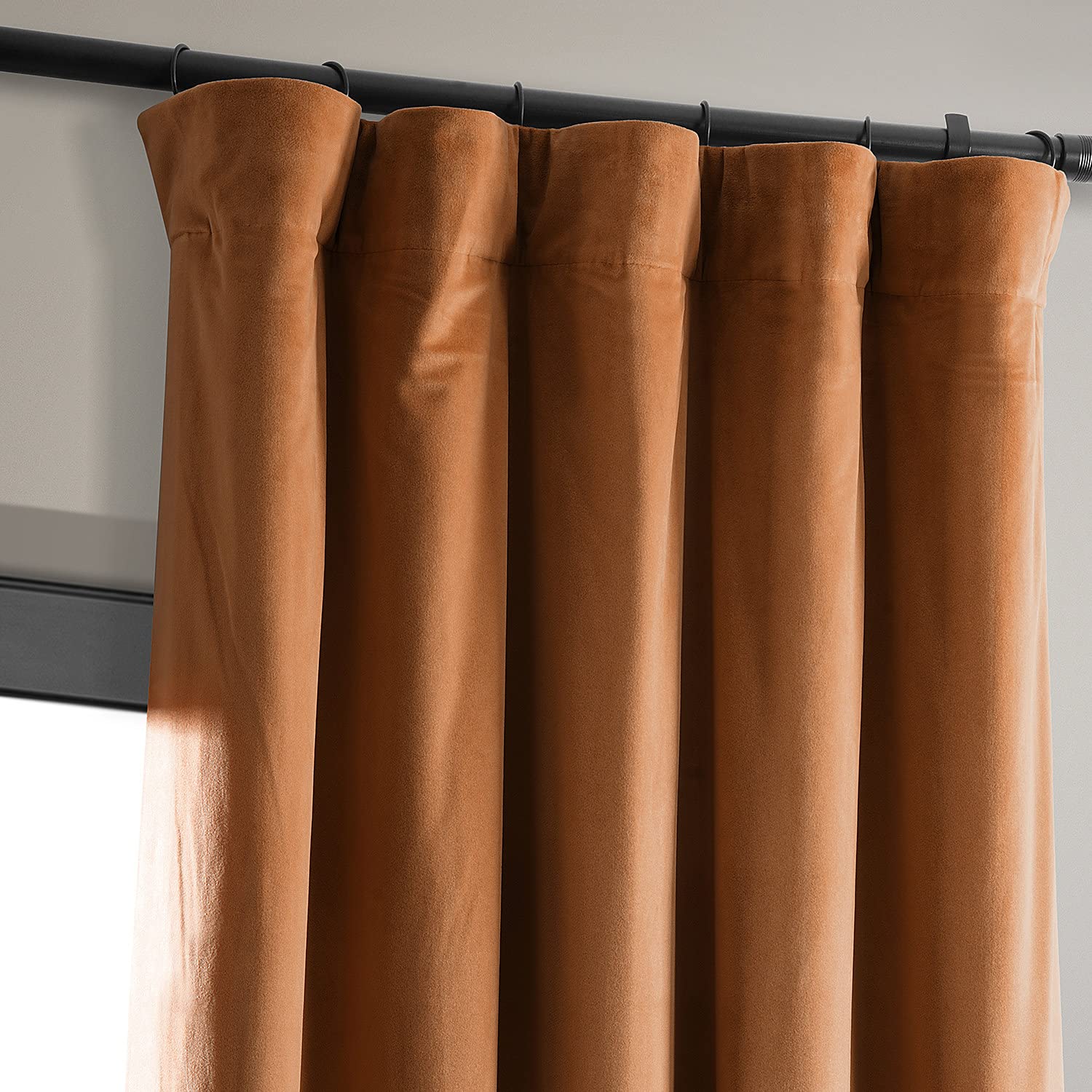 Hpd Half Price Drapes Signature Velvet Thermal Blackout Curtains For Living Room 108 Inch Long (1 Panel) Rod Pocket Insulated Blackout Curtains For Bedroom Window Curtains, 50W X 108L, Burnt Pumpkin