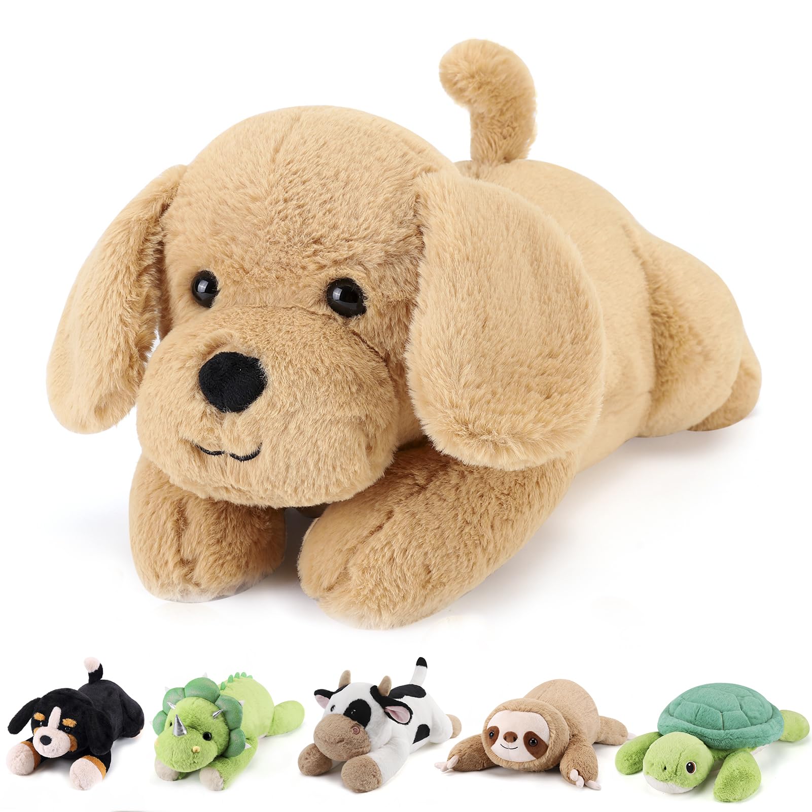 Gnomantic Yellow Lab Weighted Stuffed Animals - 28 Inch 5.0 Pounds Weighted Plushies Labradoodle Stuffed Animal - Large Stuffed
