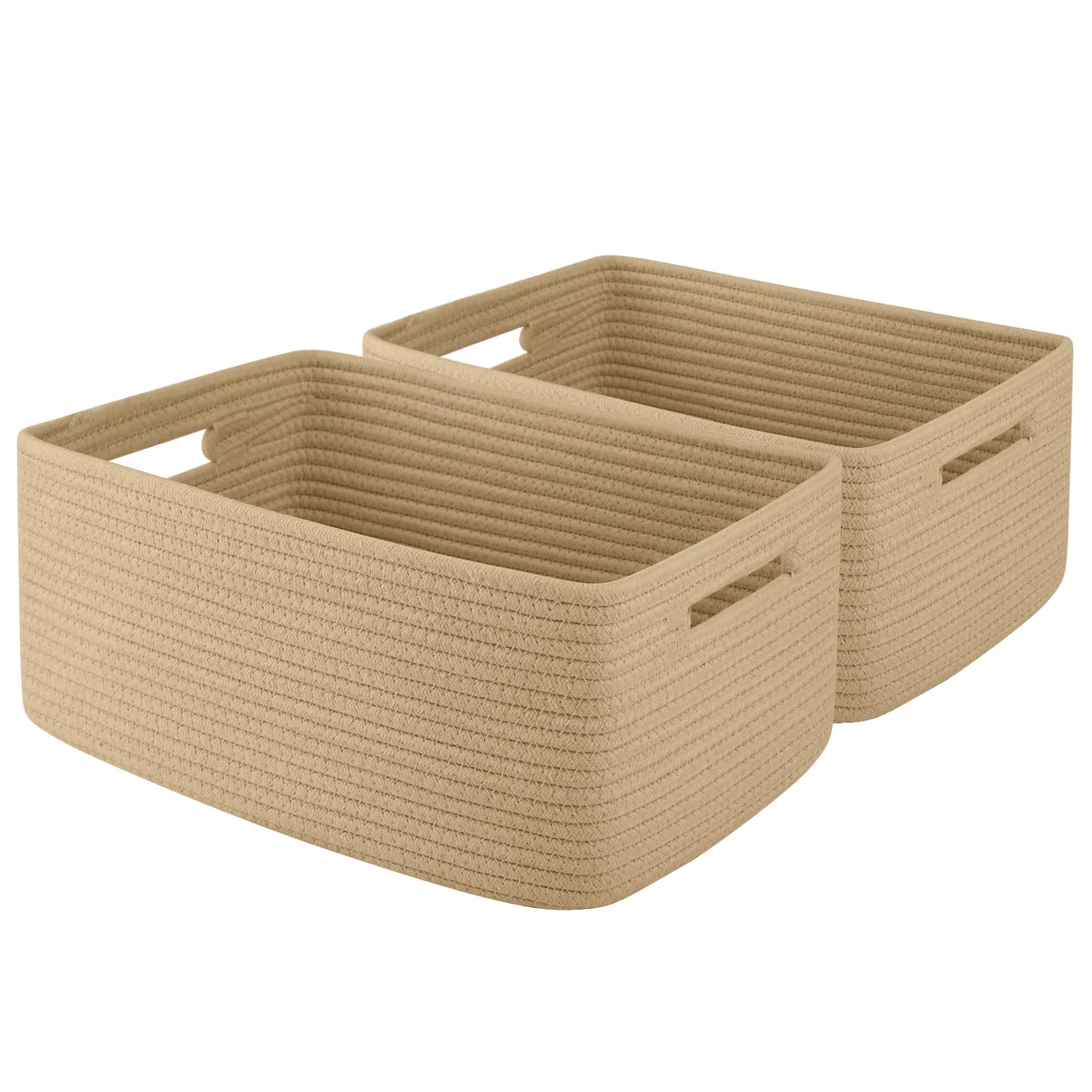 OIAHOMY Storage Basket for Shelves, Closet Cube Storage Bins Baskets for Clothes Blanket Towels, Baby Nursery, Toy Baskets Box, 