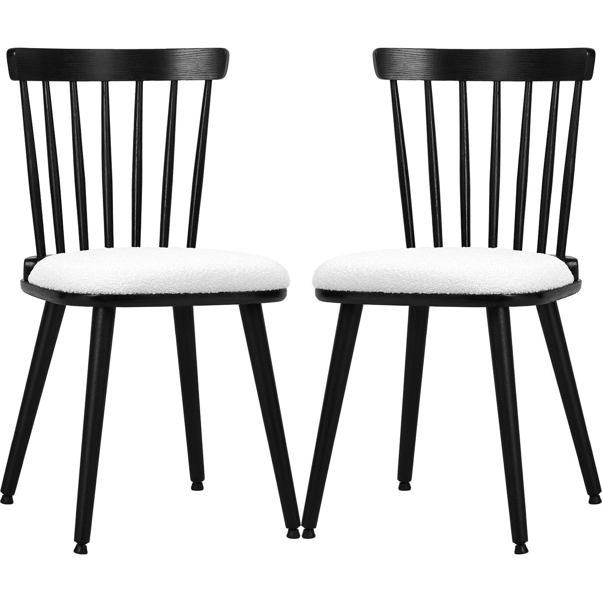 Rvelife Black Dining Chairs Set Of 2, Farmhouse Wood Spindle Back Dining Room Chairs Mid-Century Modern Padded Windsor Chair For