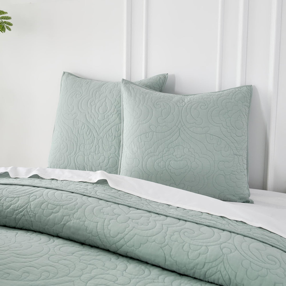 Querencia 100% Cotton Set Of 2 Euro Sham Covers - 26X26 Euro Pillow Covers, Blue Euro Pillow Shams, Quilted Bed Pillow Square, P