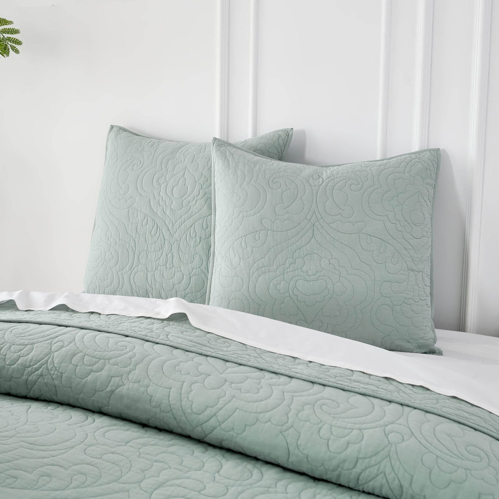 Querencia 100% Cotton Set Of 2 Euro Sham Covers - 26X26 Euro Pillow Covers, Blue Euro Pillow Shams, Quilted Bed Pillow Square, P