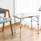 Folding Camp Table Small, 24''L X16''W With Adjustable Height Legs, Indoor Outdoor Lightweight Portable Aluminum Dining Table For Picnic Camping 2-Feet(2 Heights 10'/19')