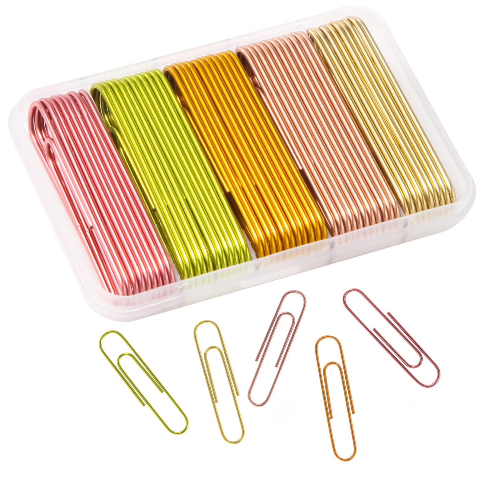 Zhunbaba Paper Clips, 51 Pcs Large Paper Clips,Assorted Colorful Gold Paper Clips,50Mm Environmental Technology Paperclips, Pvc