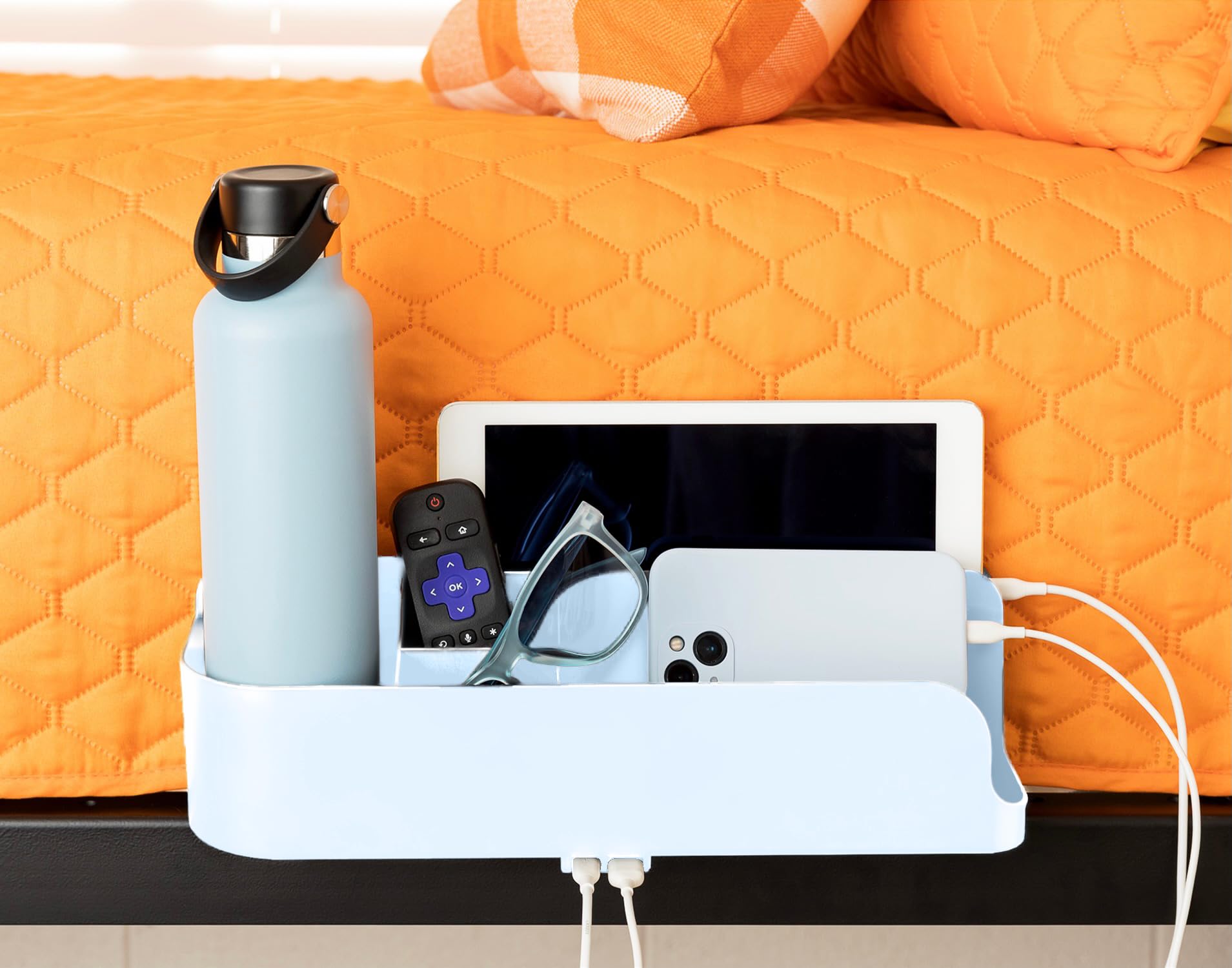 Squirrel-Bedside Perch For College Dorm Room Lofted Bed, Floating Organizer With Usb-C & A Charging Ports, Small Spaces, Bed Sid