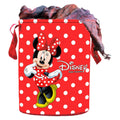 Kuber Industries Minnie Print Polyester Laundry Basket/Clothes Hamper For Laundry Closet, Bathroom With Handle 45 liter (Red)