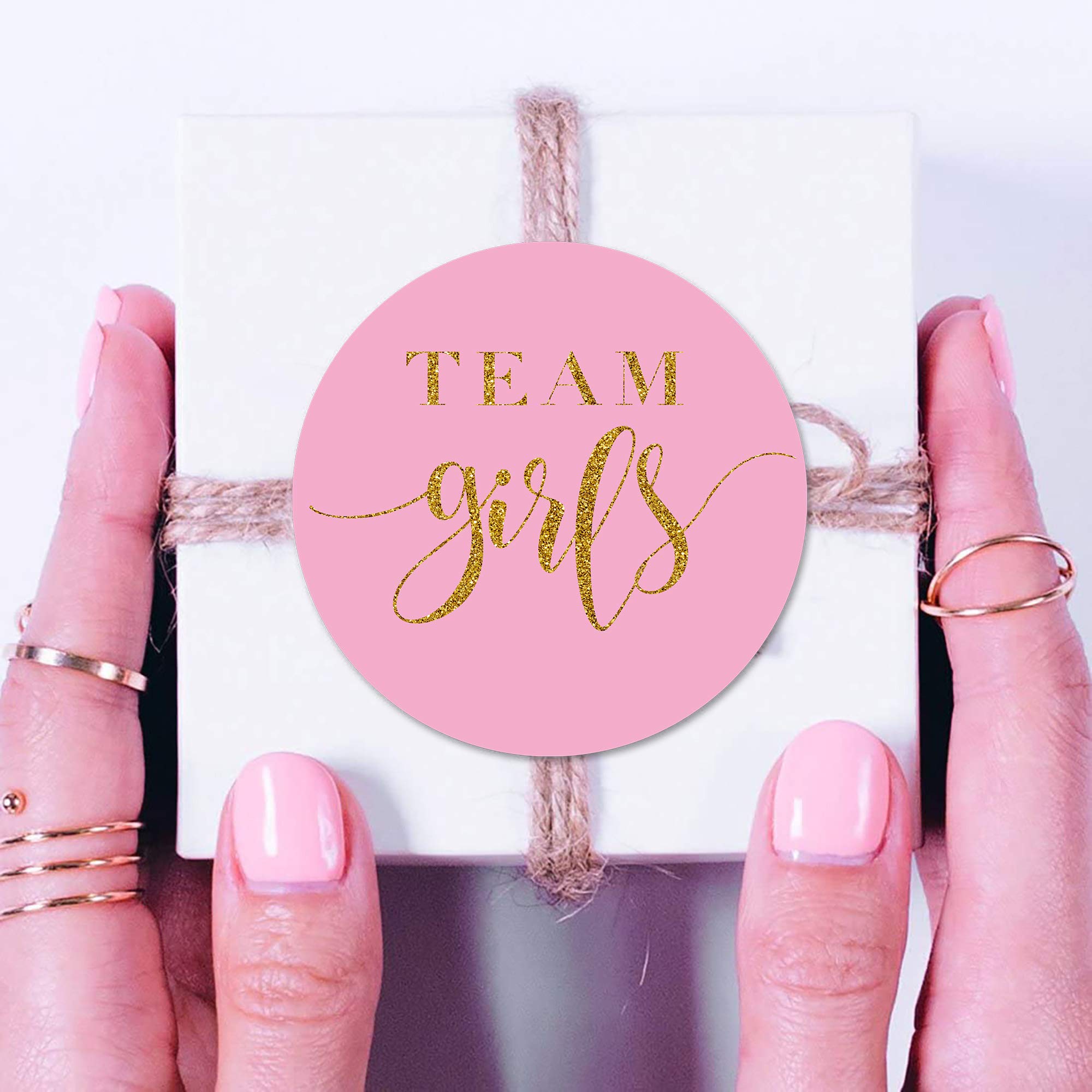 Magjuche Gold Glitter Twin Gender Reveal Stickers, 60 Pcs (2Inch) Paper, Matte Finish, Easy To Use, For Baby Shower Party Decora