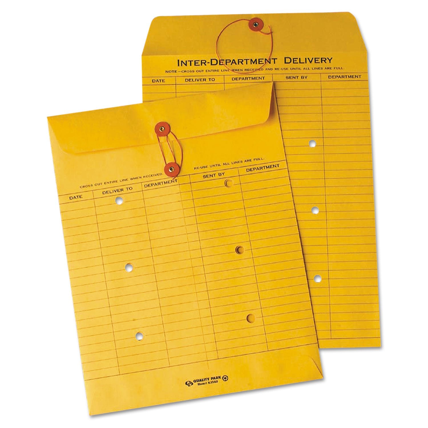 Quality Park 63560 Brown Recycled Kraft String & Button Interoffice Envelope, 10 X 13, 100/Carton