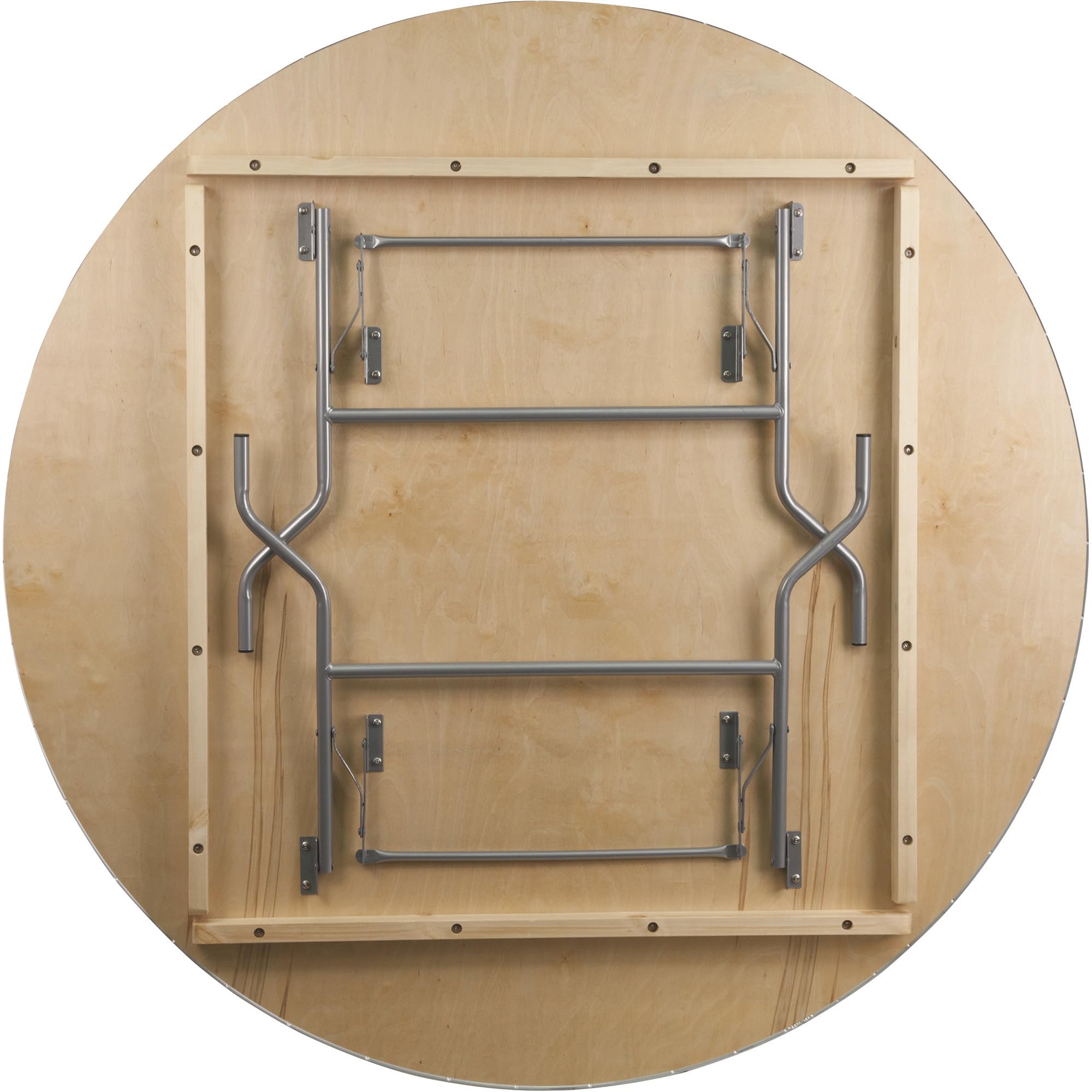 Flash Furniture 6-Foot Round Heavy Duty Birchwood Folding Banquet Table With Metal Edges