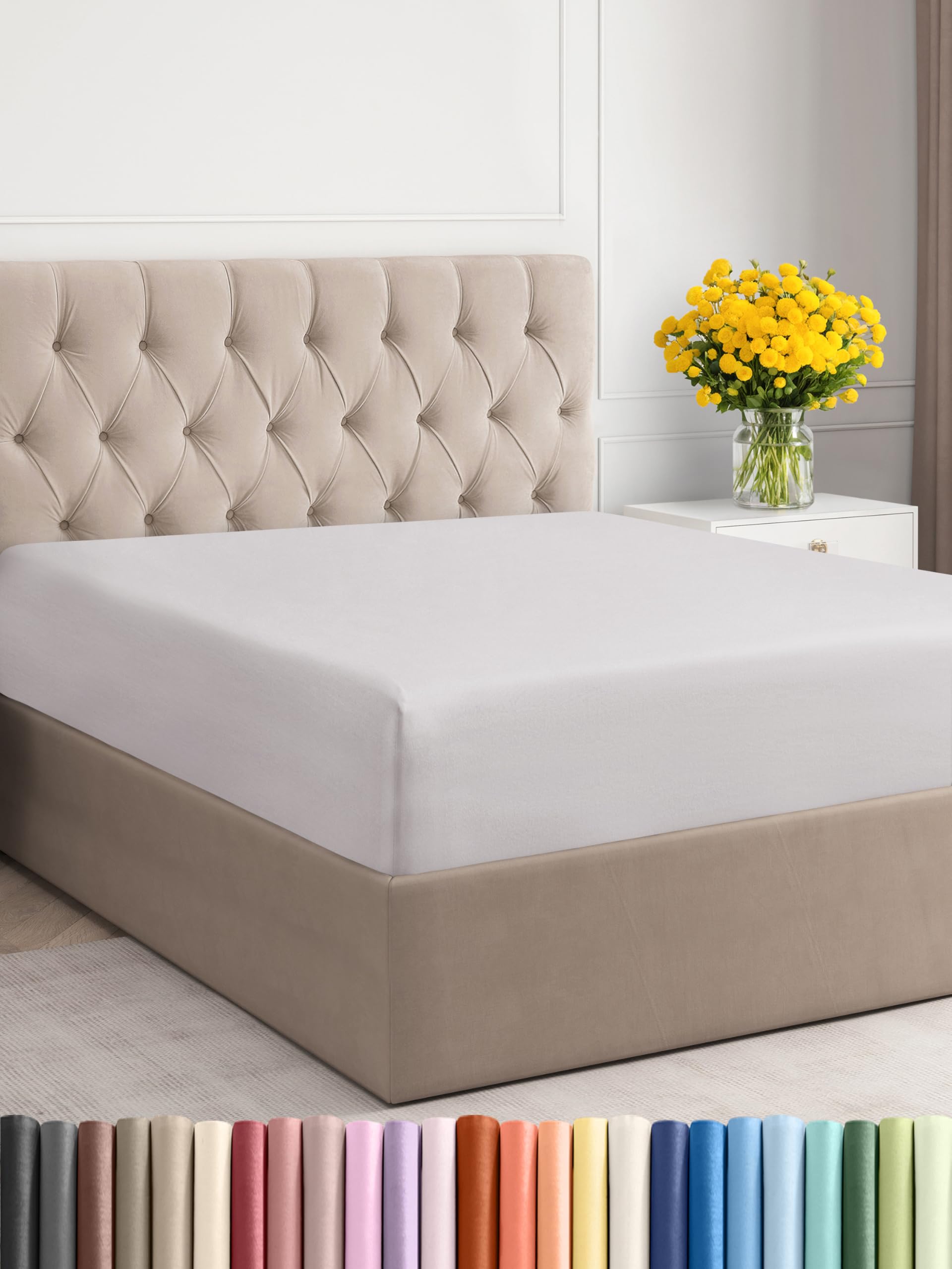 Twin Size Fitted Bed Sheet - Hotel Luxury Single Fitted Sheet Only - Fits Mattress Up To 16 - Extra Soft, Wrinkle Free, & Breathable Sheet - Bottom Fitted Sheet - French Grey Single Fitted Sheet Only