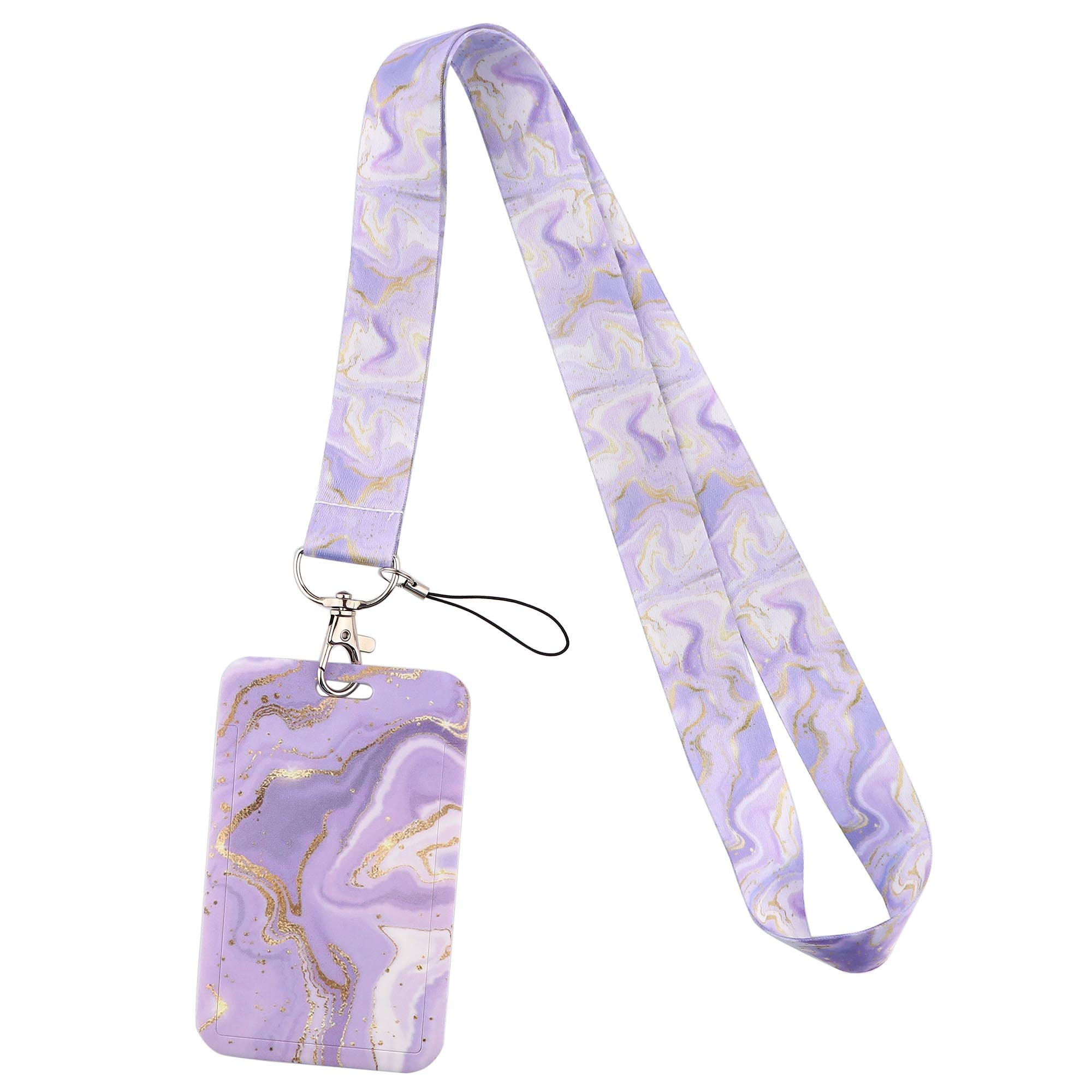 Cute Id Badge Holder With Lanyard For Women Neck Keychain For Keys, Hard Plastic Vertical Card Case