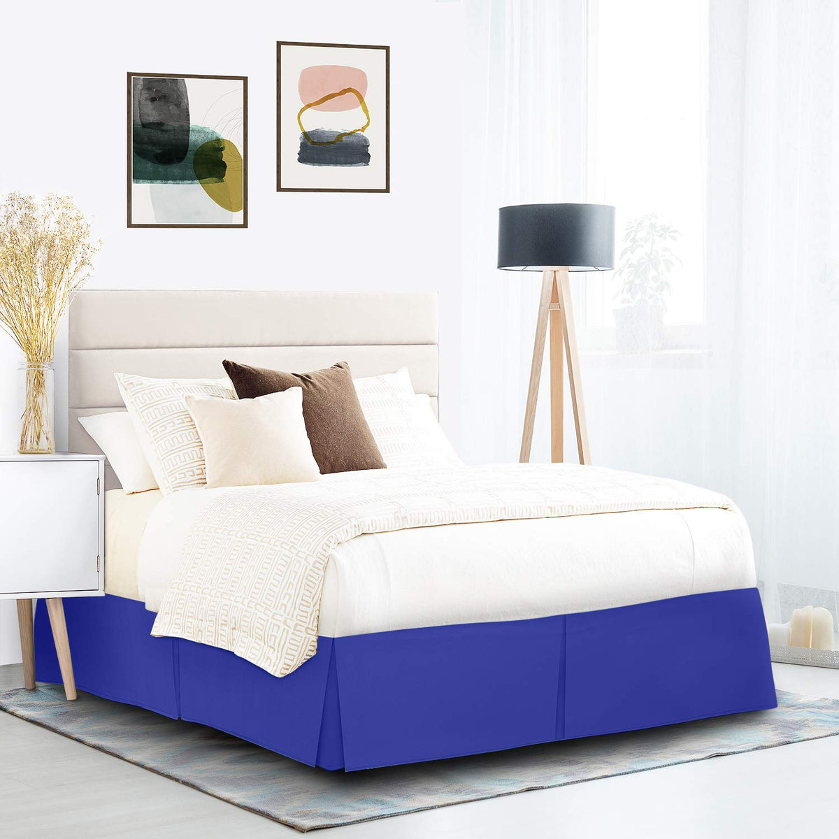 Nestl Royal Blue Twin Xl Bed Skirt - Twin Xl Size Bed Skirt 14 Inch Drop - Brushed Microfiber Bed Skirts - Hotel Quality Pleated