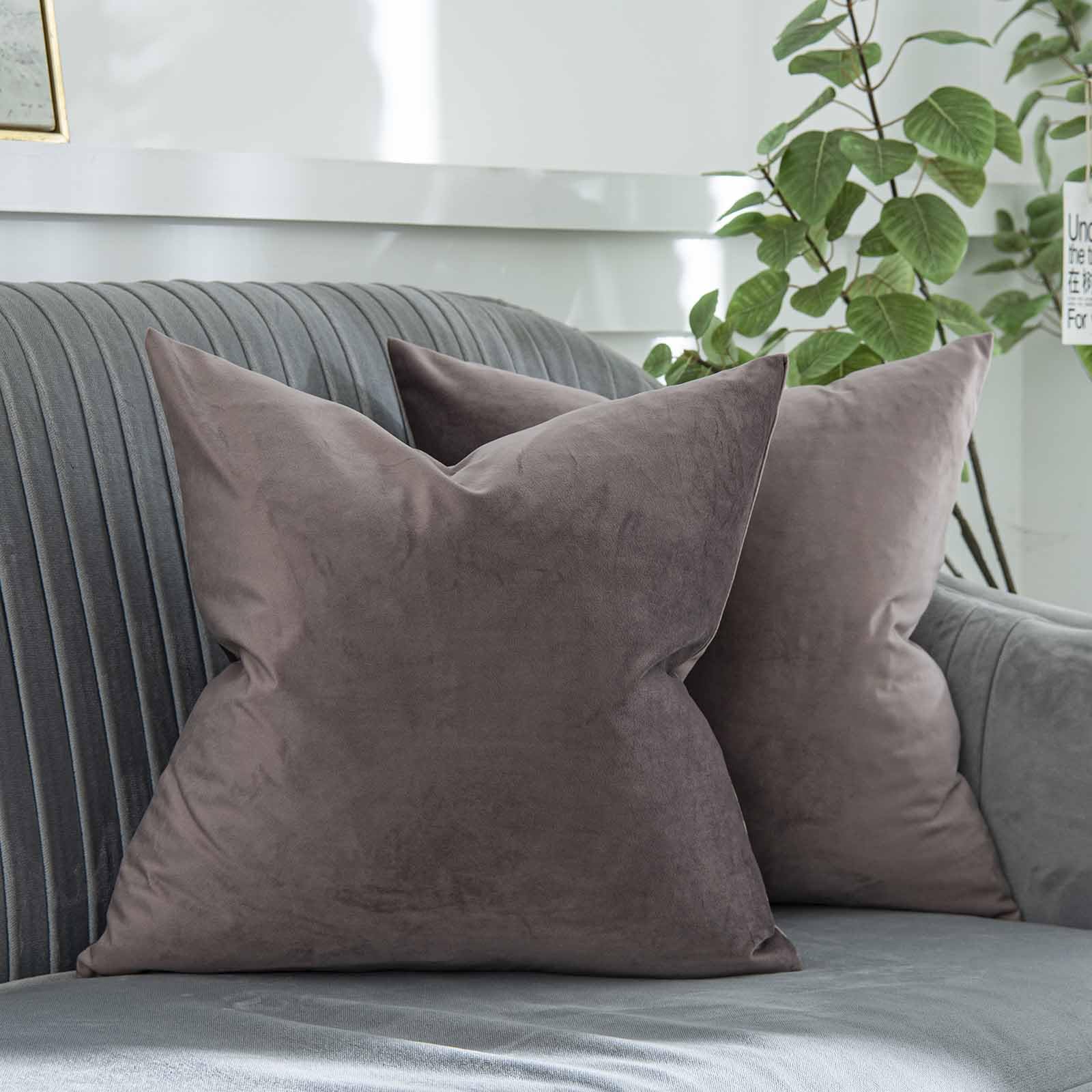 Quafoo Mulberry Decorative Velvet Throw Pillow Covers 22X22 Inch Set Of 2 With Zipper Luxury Soft Solid Square Cushion Covers Ca