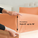 Split King Size 5 Piece Bedding Sheet Set - Breathable & Cooling - Hotel Luxury Bed Sheets Set - Easy Fit - Soft, Wrinkle Free & Comfy Peach Oeko-Tex Bedding Sheets - Deep Pockets 5 Piece Sheet Set