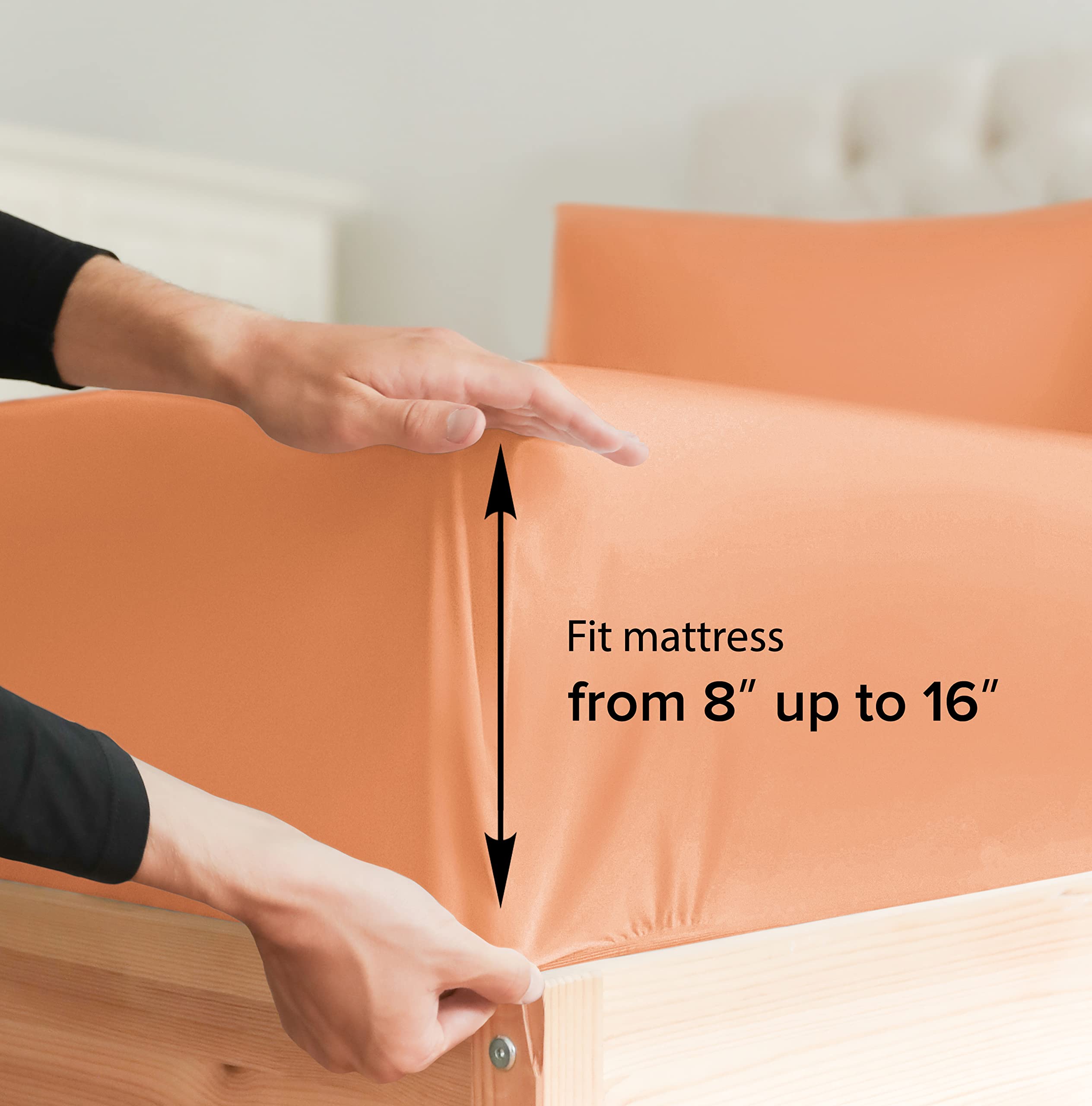 Split King Size 5 Piece Bedding Sheet Set - Breathable & Cooling - Hotel Luxury Bed Sheets Set - Easy Fit - Soft, Wrinkle Free & Comfy Peach Oeko-Tex Bedding Sheets - Deep Pockets 5 Piece Sheet Set