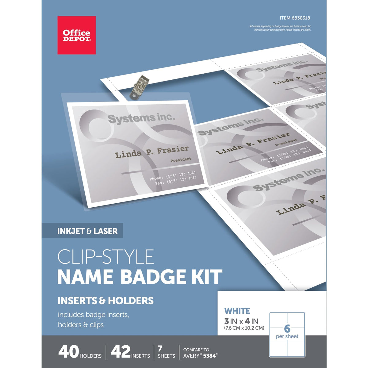 Office Depot Brand Top-Load Name Badge Holders, Clip-Style, 3' X 4', Clear, Box Of 40