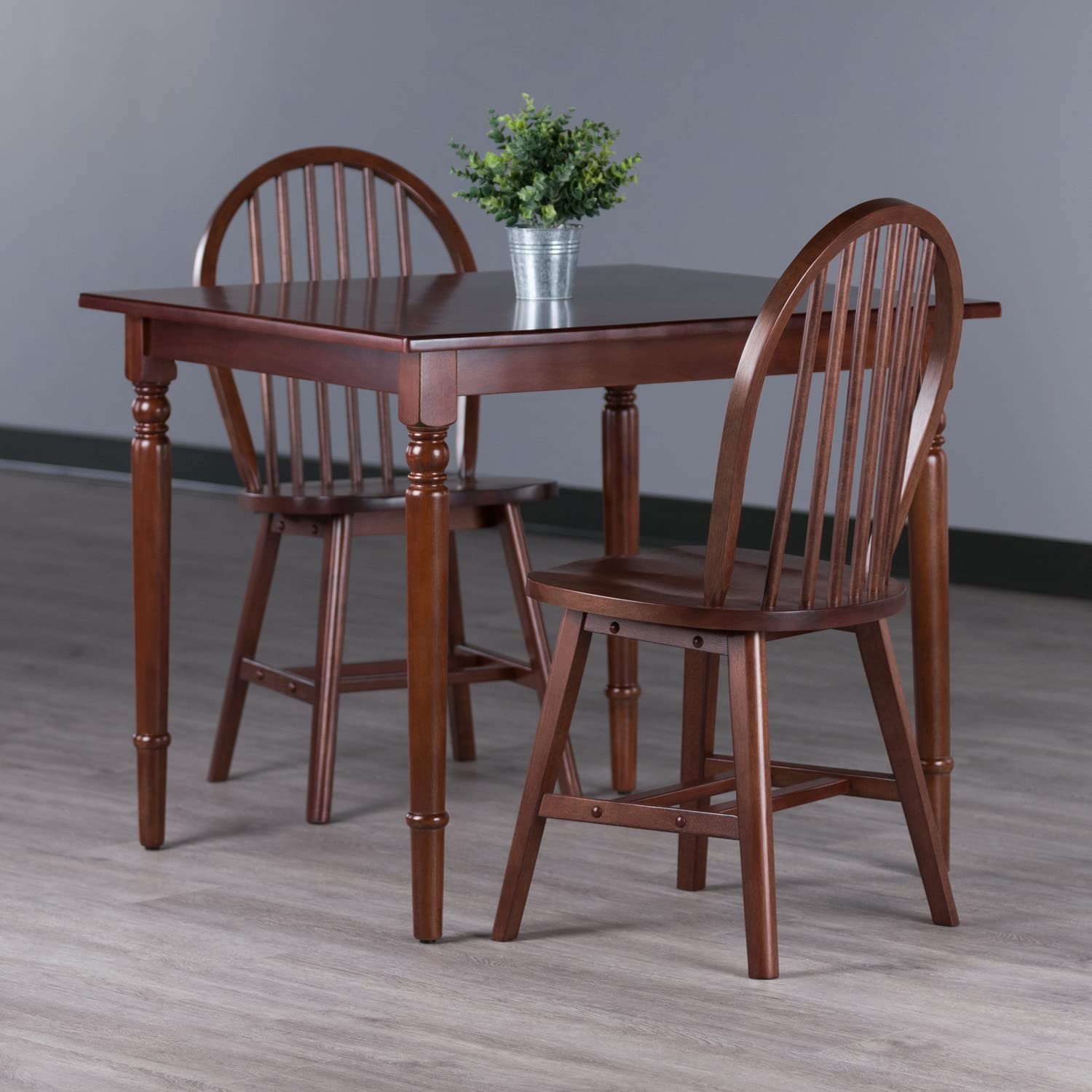 Mornay 3-Pc Dining Table with Windsor Chairs - Walnut
